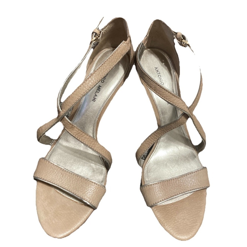 Antonio Melani Women's Strappy Heeled Sandals Leather Open Toe Slingback 11M